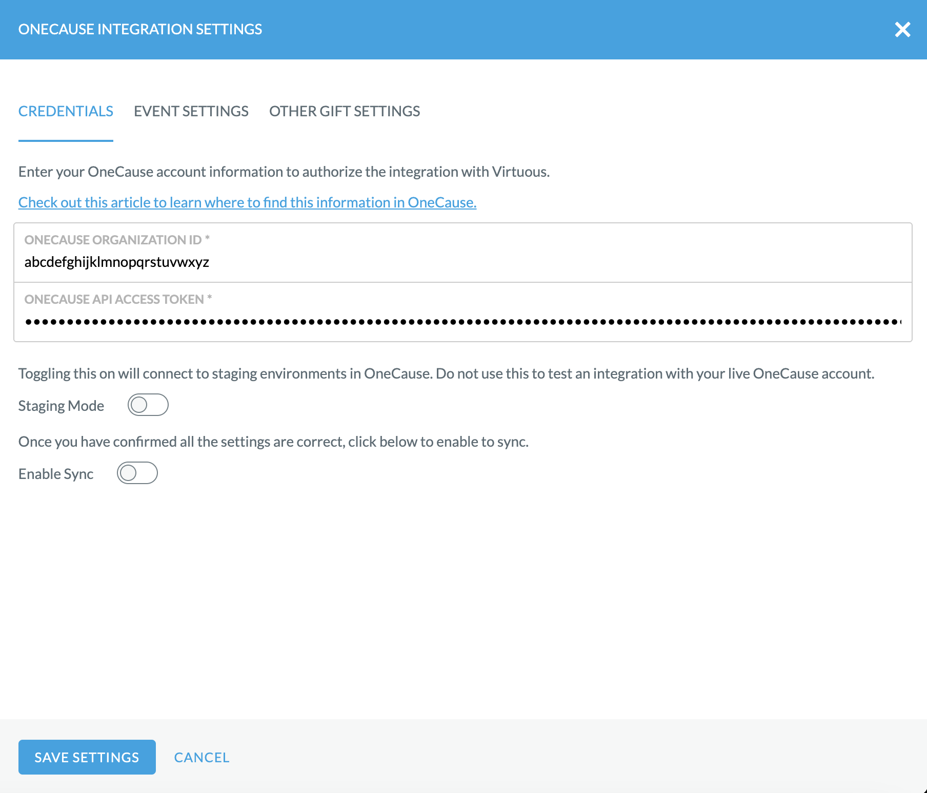 OneCause Integration Credentials.png